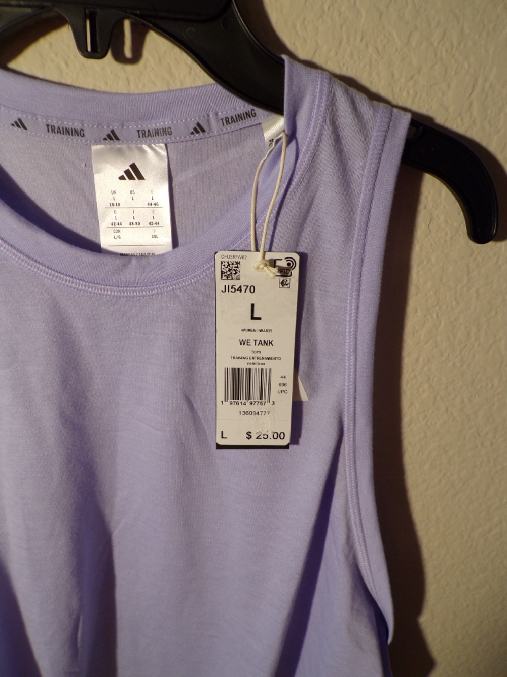 Adidas Women's Training Crop Tank Top Size L Violet Tone Purple - Picture 2 of 4